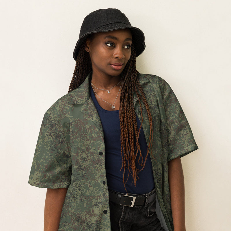 Digital Eastern Forest Veil CAMO Unisex Short-Sleeve Button Shirt - Button-Up