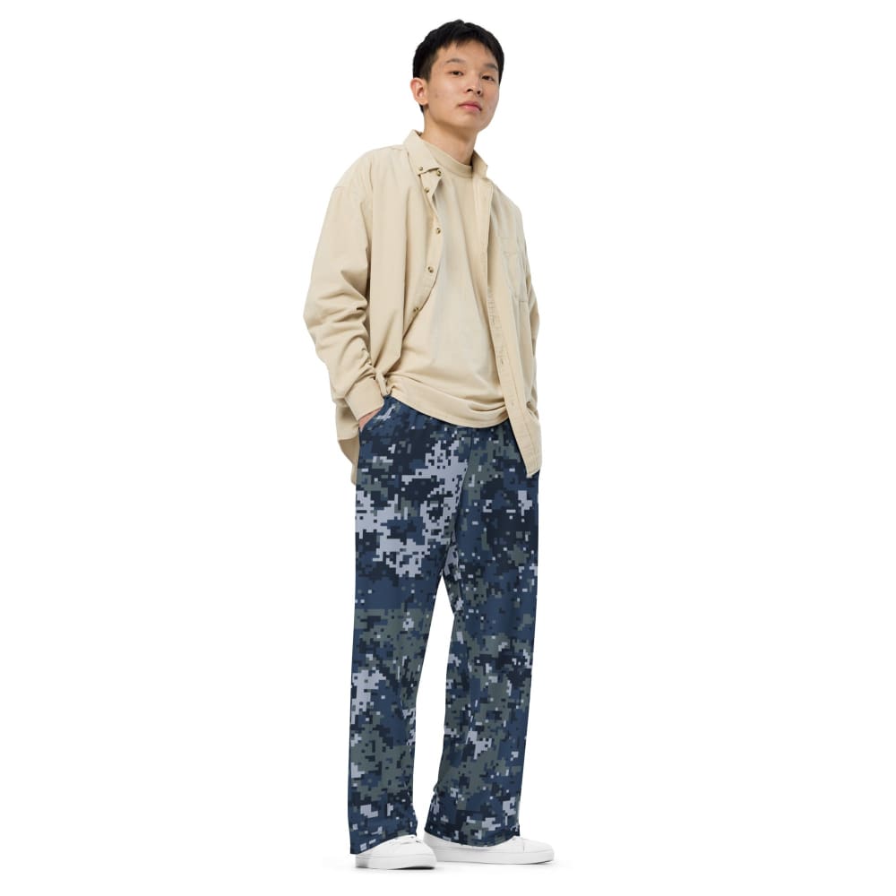Digital Ocean Blue CAMO unisex wide-leg pants