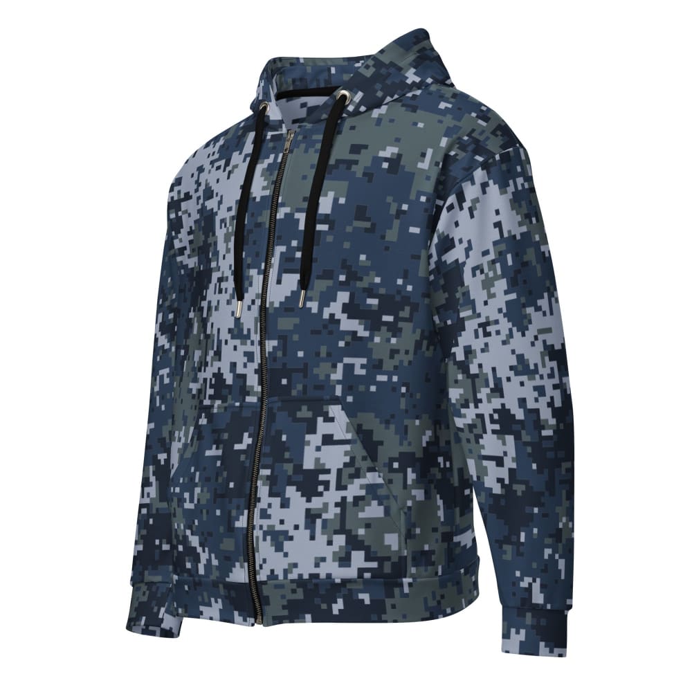Digital Ocean Blue CAMO Unisex zip hoodie - 2XS