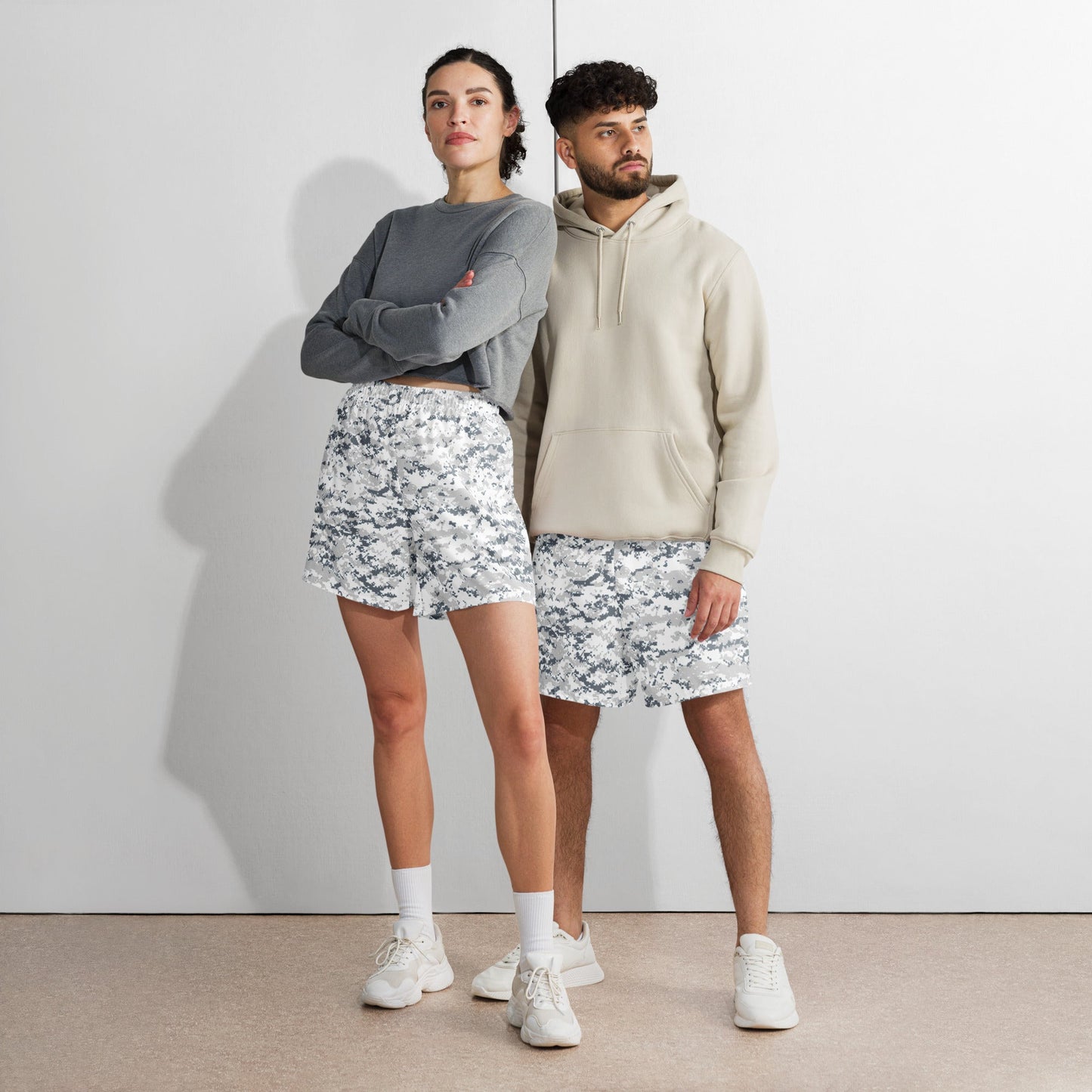 Digital Snow CAMO Unisex Athletic Long Shorts