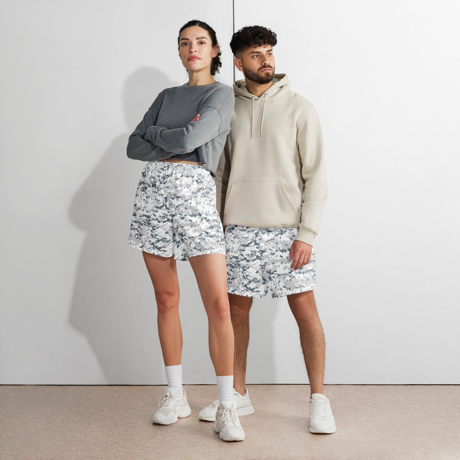 Digital Snow CAMO Unisex Athletic Long Shorts