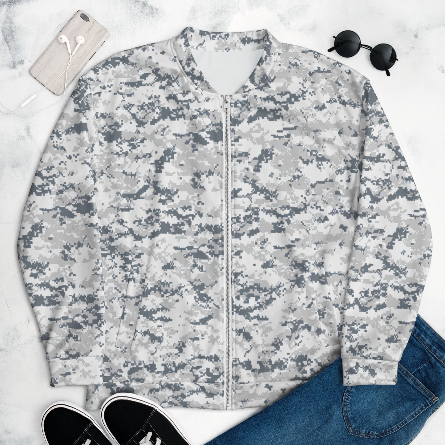 Digital Snow CAMO Unisex Bomber Jacket - Jackets