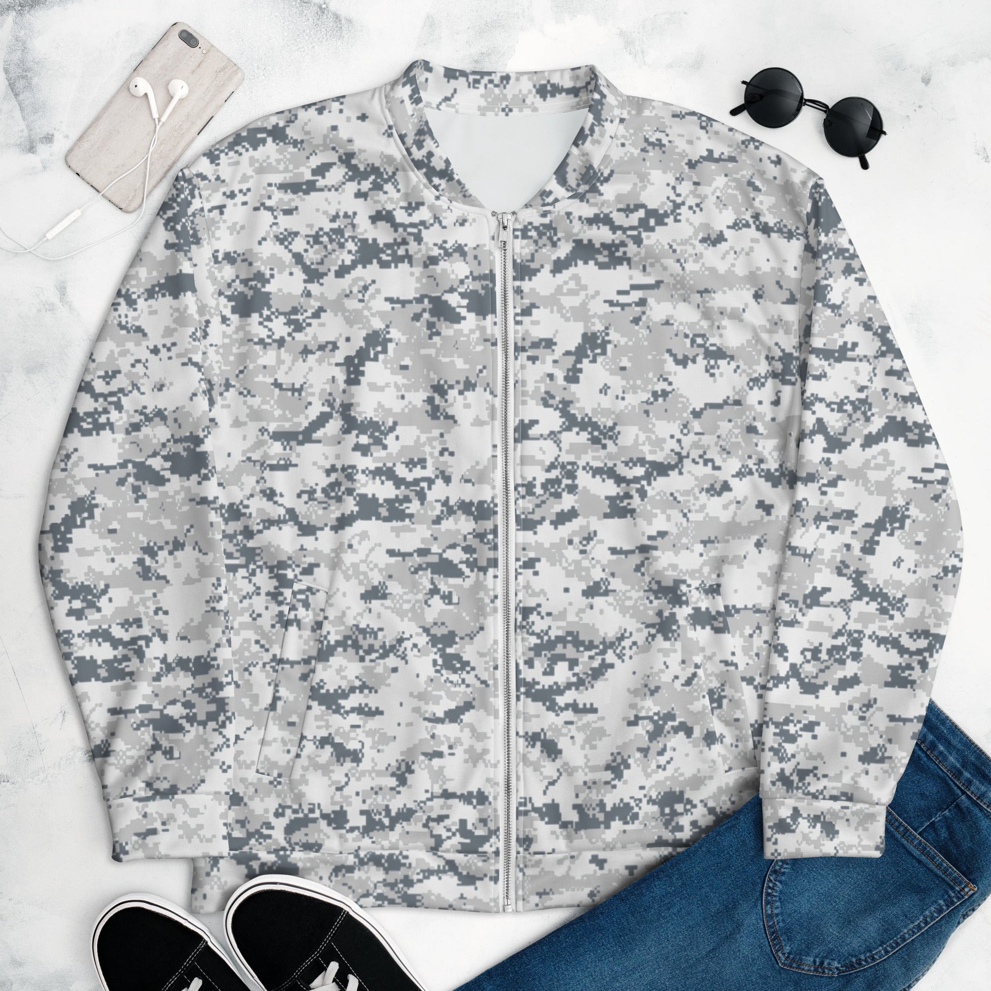 Digital Snow CAMO Unisex Bomber Jacket - Jackets