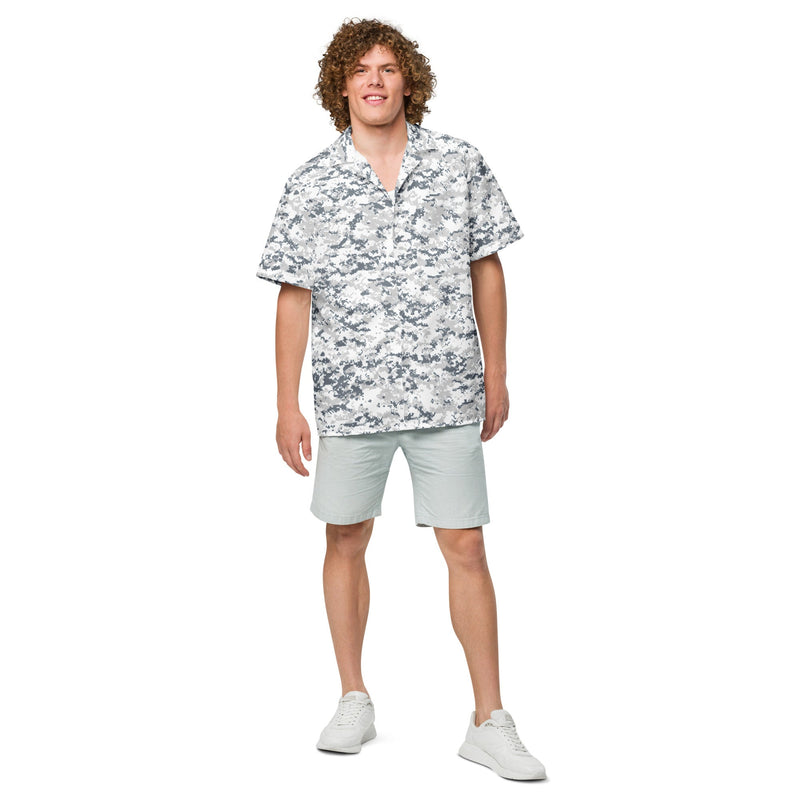 Digital Snow CAMO Unisex Short-Sleeve Button Shirt - Button-Up