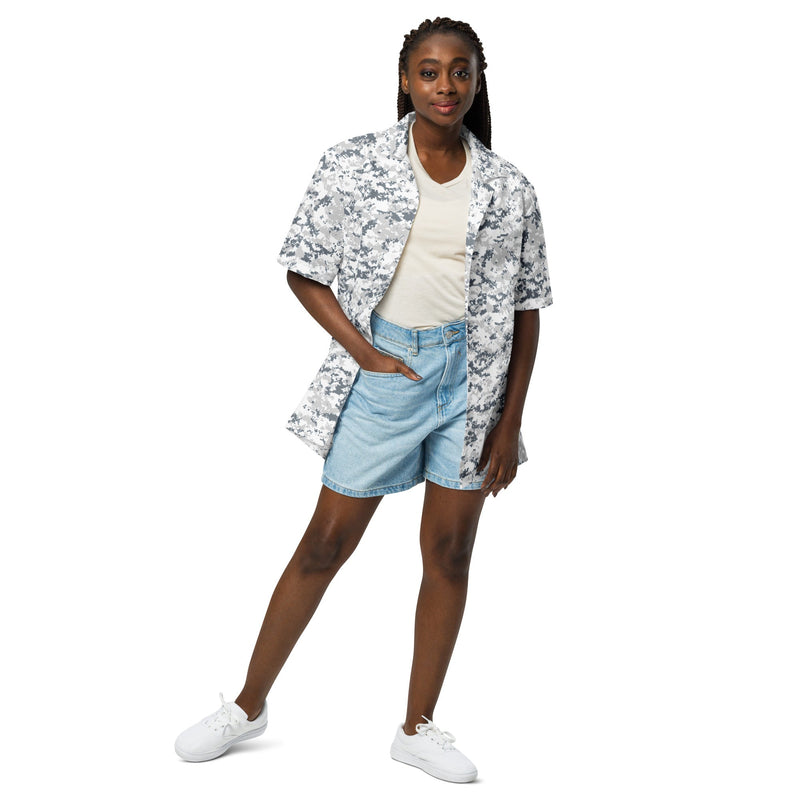 Digital Snow CAMO Unisex Short-Sleeve Button Shirt - Button-Up