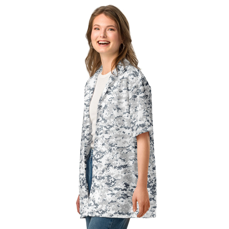 Digital Snow CAMO Unisex Short-Sleeve Button Shirt - Button-Up