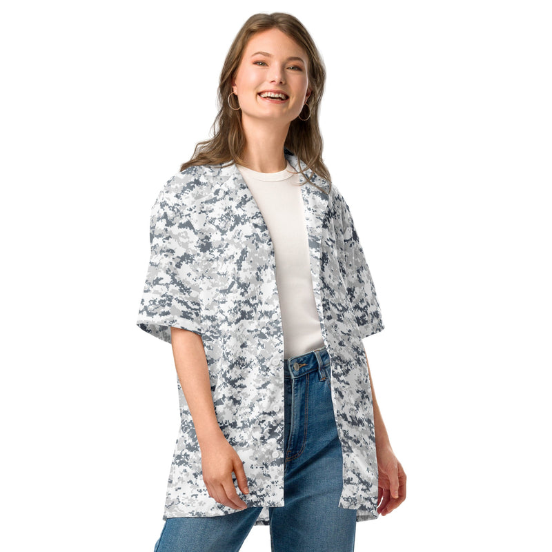 Digital Snow CAMO Unisex Short-Sleeve Button Shirt - Button-Up