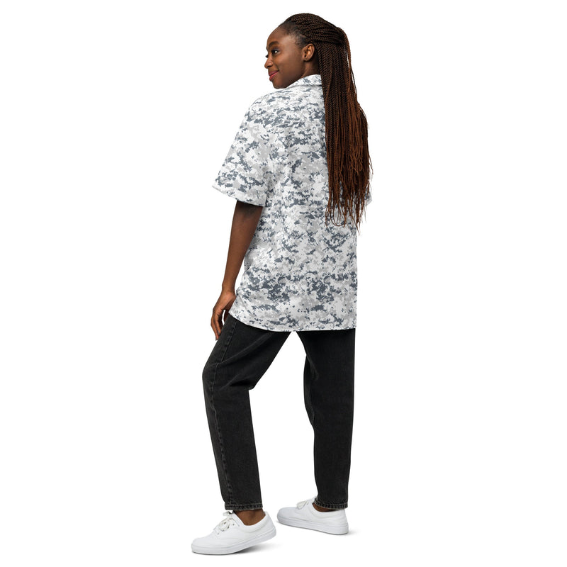 Digital Snow CAMO Unisex Short-Sleeve Button Shirt - Button-Up