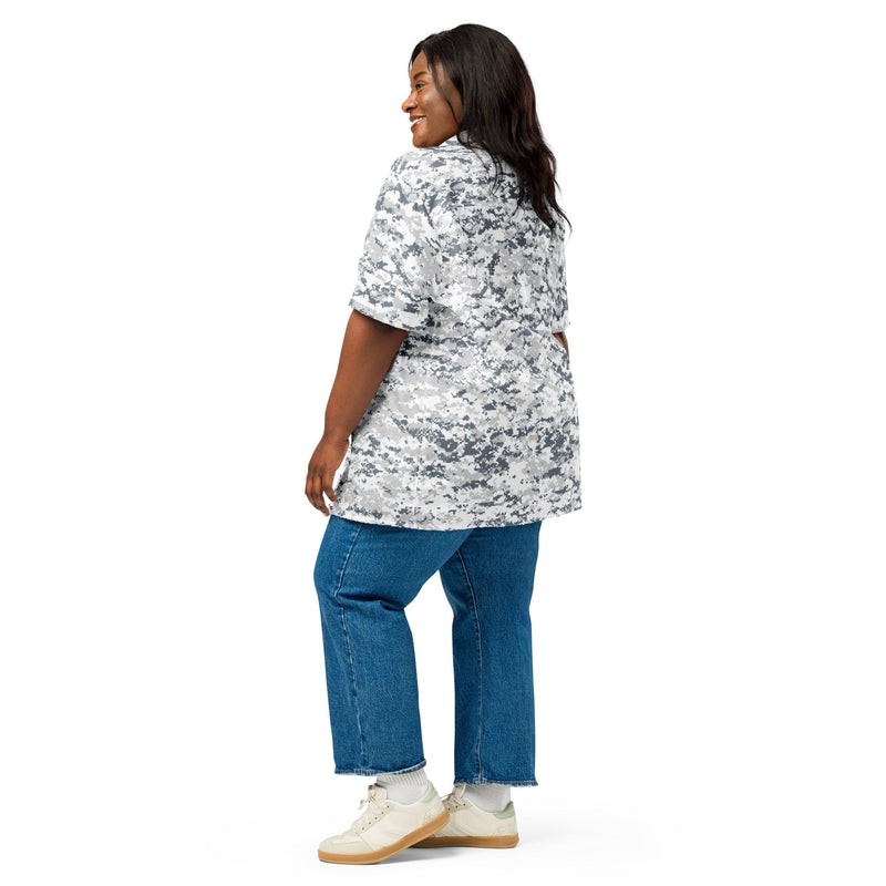 Digital Snow CAMO Unisex Short-Sleeve Button Shirt - Button-Up