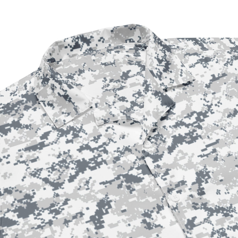 Digital Snow CAMO Unisex Short-Sleeve Button Shirt - Button-Up