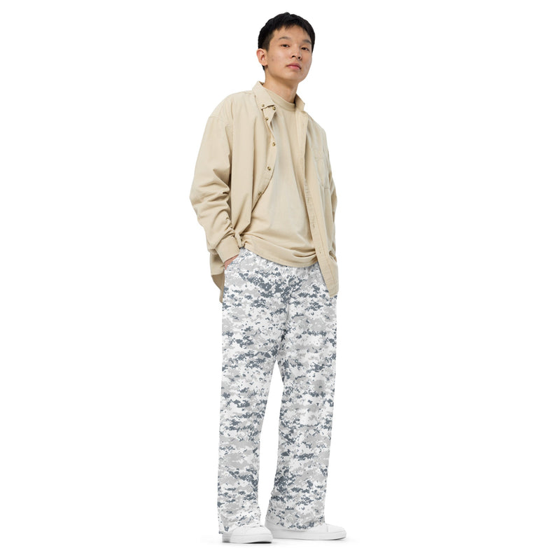 Digital Snow CAMO Unisex Wide-Leg Leisure Pants - Pant