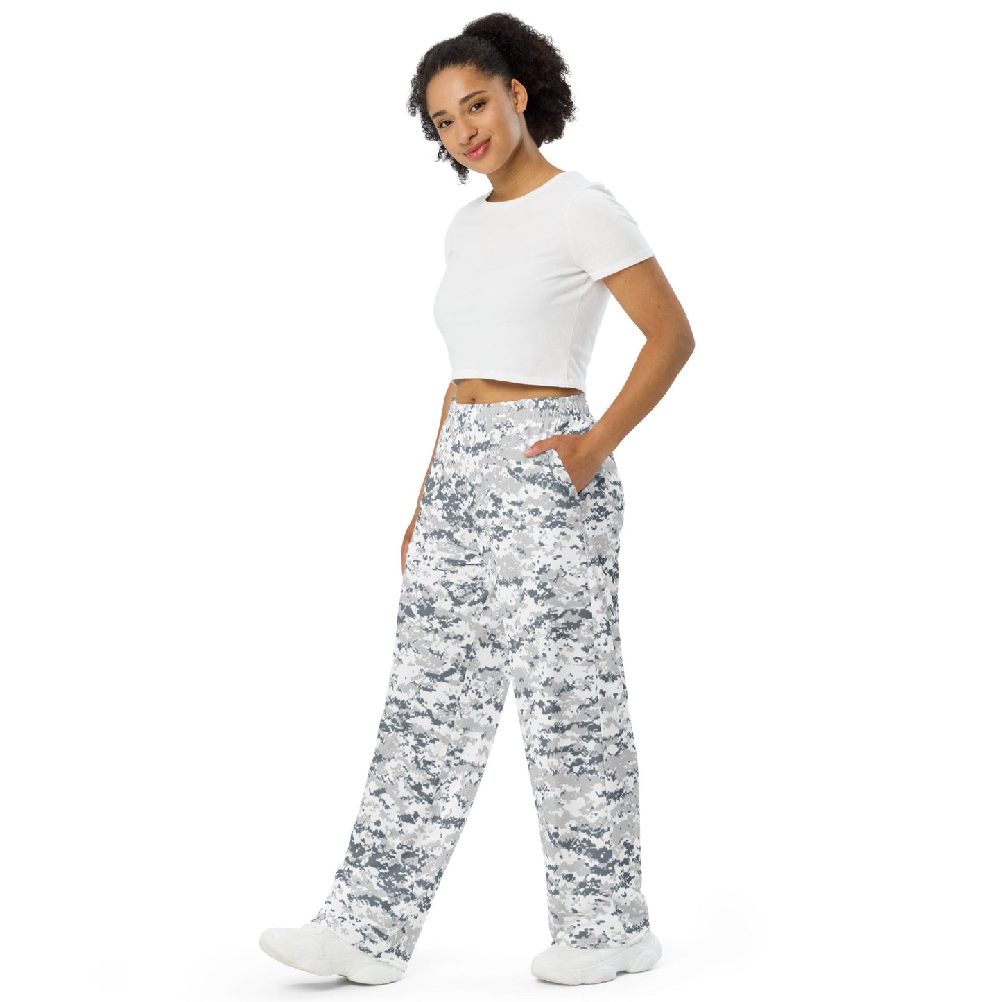 Digital Snow CAMO unisex wide leg pants Wide Pants