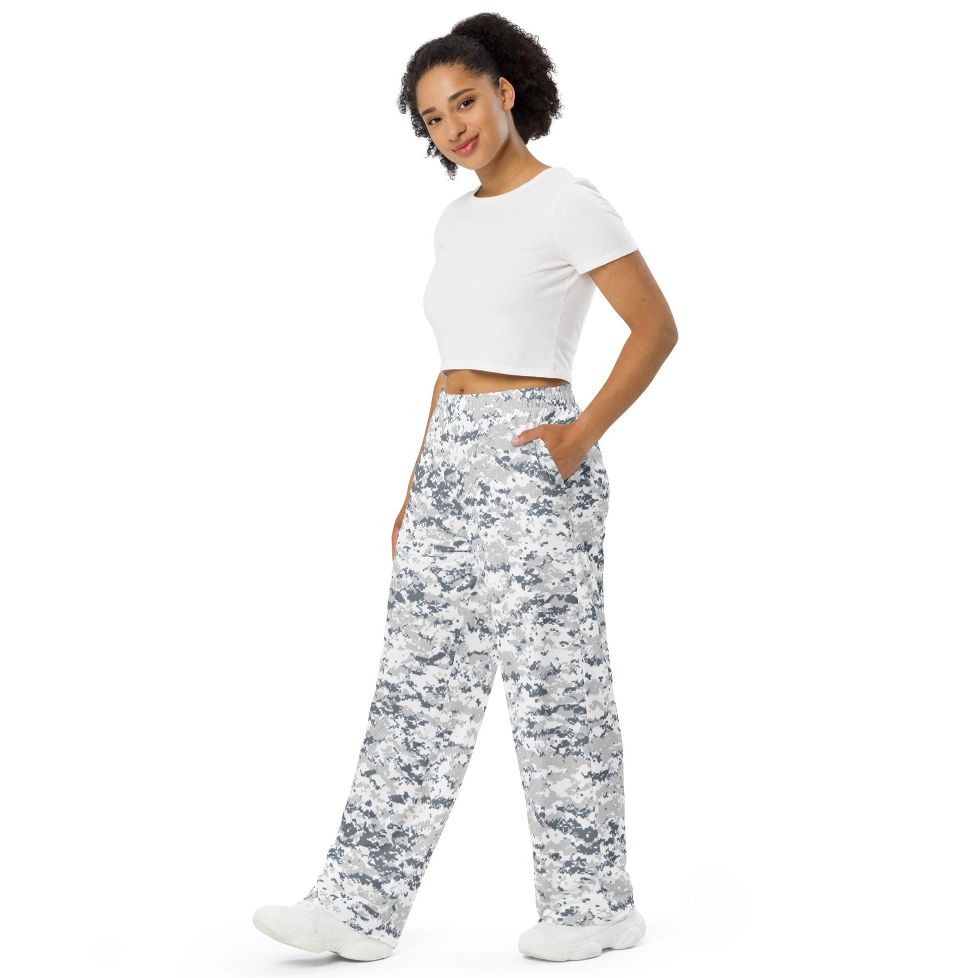 Digital Snow CAMO unisex wide leg pants Wide Pants