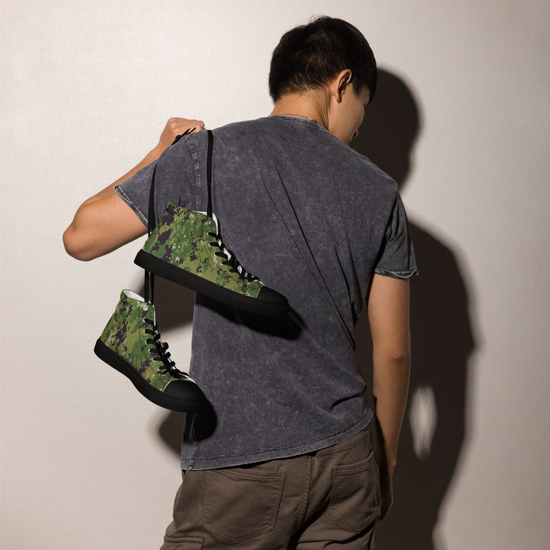Digital Vertical Tropical Canopy CAMO Mens High-Top Canvas Shoes