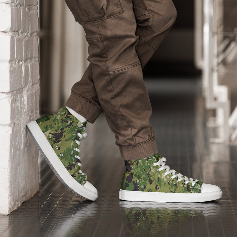 Digital Vertical Tropical Canopy CAMO Mens High-Top Canvas Shoes - White / 5
