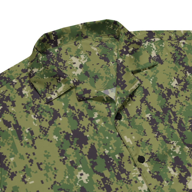 Digital Vertical Tropical Canopy CAMO Unisex Short-Sleeve Button Shirt - Button-Up