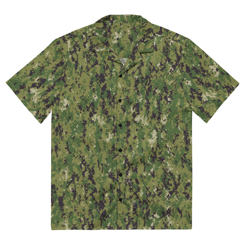 Digital Vertical Tropical Canopy CAMO Unisex Short-Sleeve Button Shirt - Button-Up