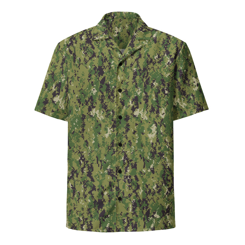 Digital Vertical Tropical Canopy CAMO Unisex Short-Sleeve Button Shirt - Button-Up