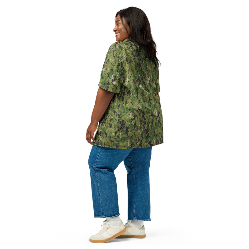 Digital Vertical Tropical Canopy CAMO Unisex Short-Sleeve Button Shirt - Button-Up