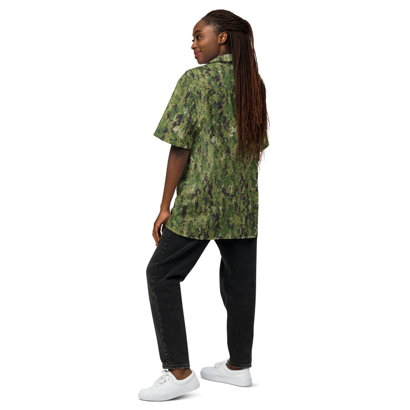 Digital Vertical Tropical Canopy CAMO Unisex Short-Sleeve Button Shirt - Button-Up