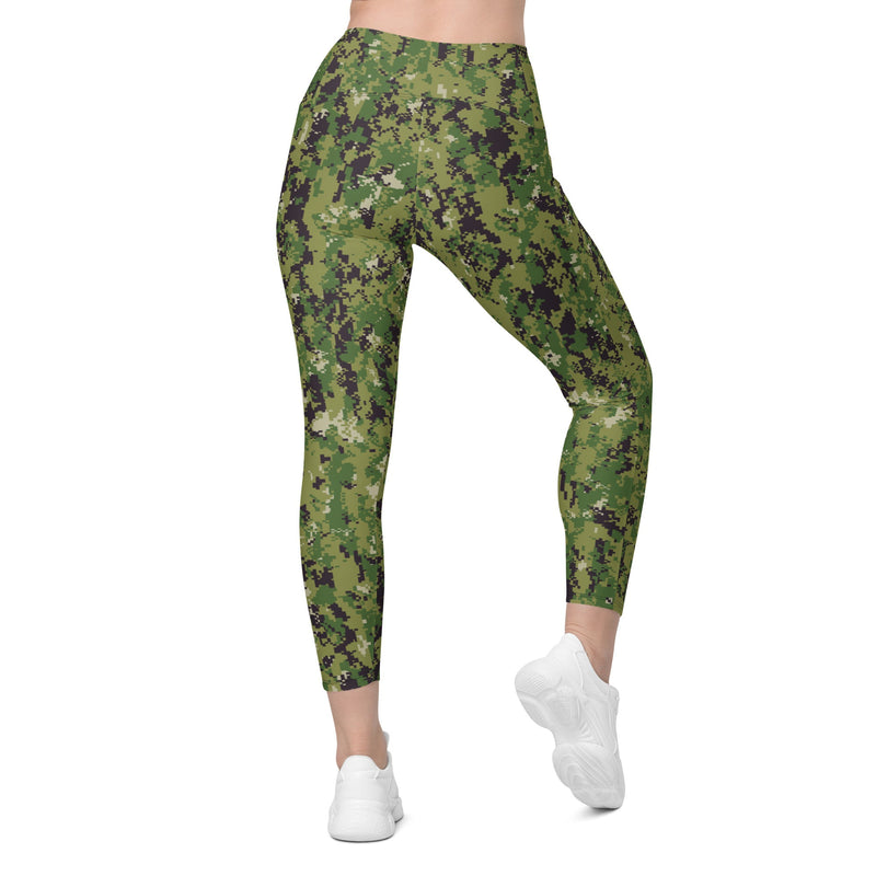 Digital Vertical Tropical Canopy CAMO Womens Leggings with Pockets - Women