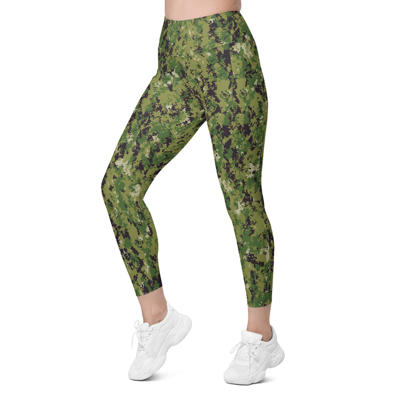 Digital Vertical Tropical Canopy CAMO Womens Leggings with Pockets - Women