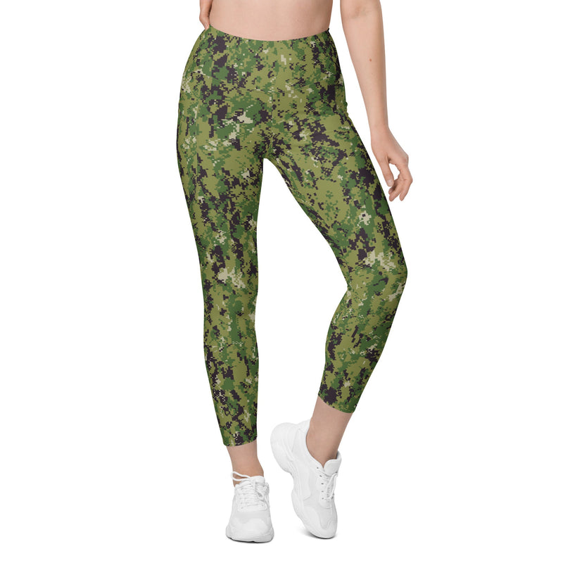 Digital Vertical Tropical Canopy CAMO Womens Leggings with Pockets - Women