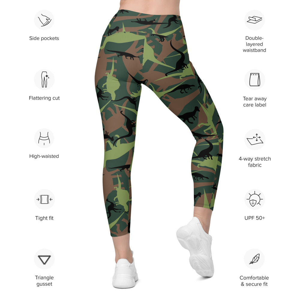 Dinosaur CAMO Leggings with pockets - Womens With Pockets