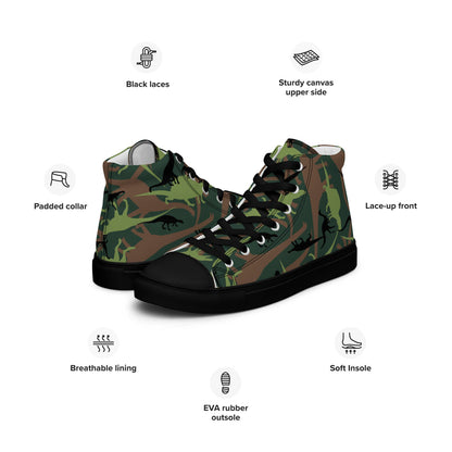 Dinosaur CAMO Men’s high top canvas shoes - Mens High Top Canvas Shoes