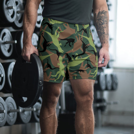 Dinosaur CAMO Unisex Athletic Long Shorts - XS