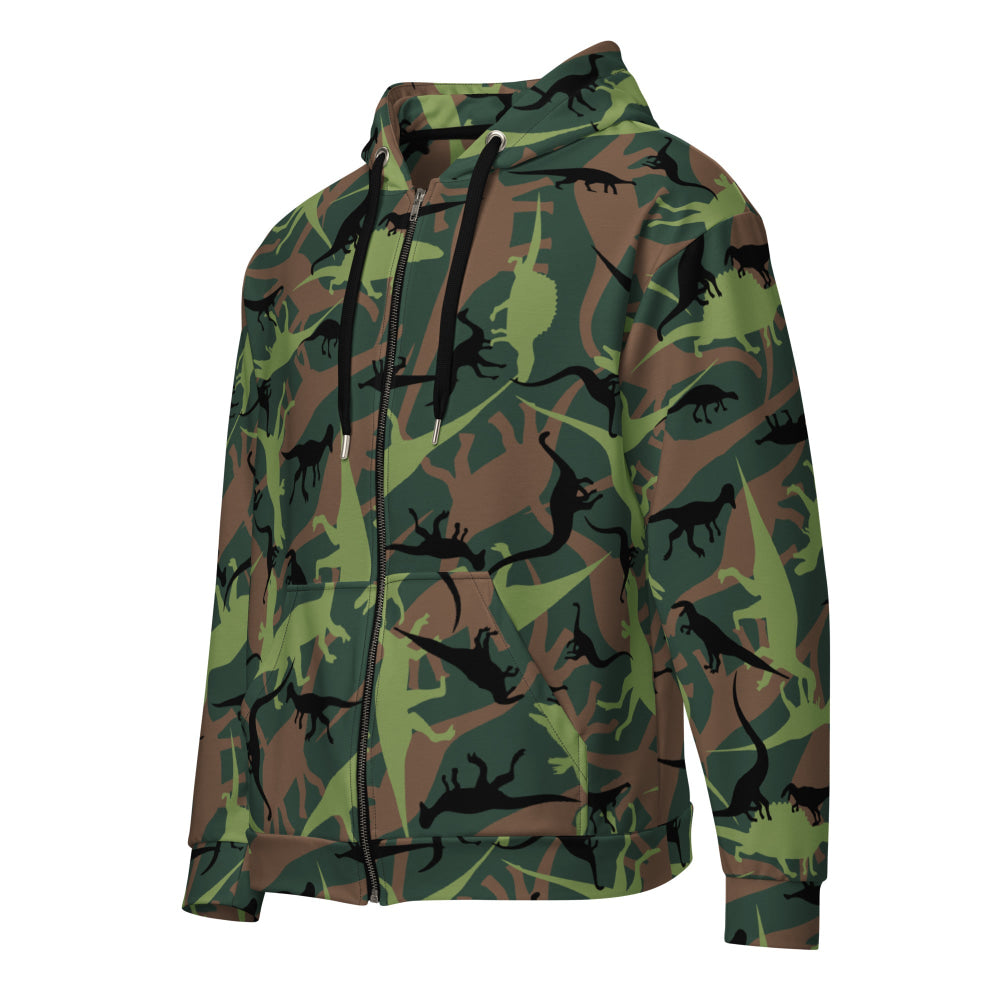 Dinosaur CAMO Unisex zip hoodie - 2XS - Zip Hoodie