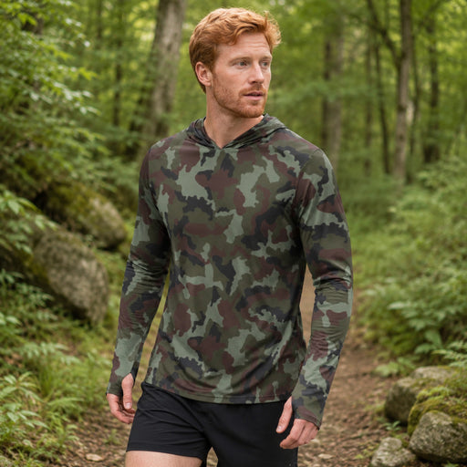 DPM Irish Woodland CAMO Mens Sunscreen Sports Hoodie With Thumb Holes - S / White