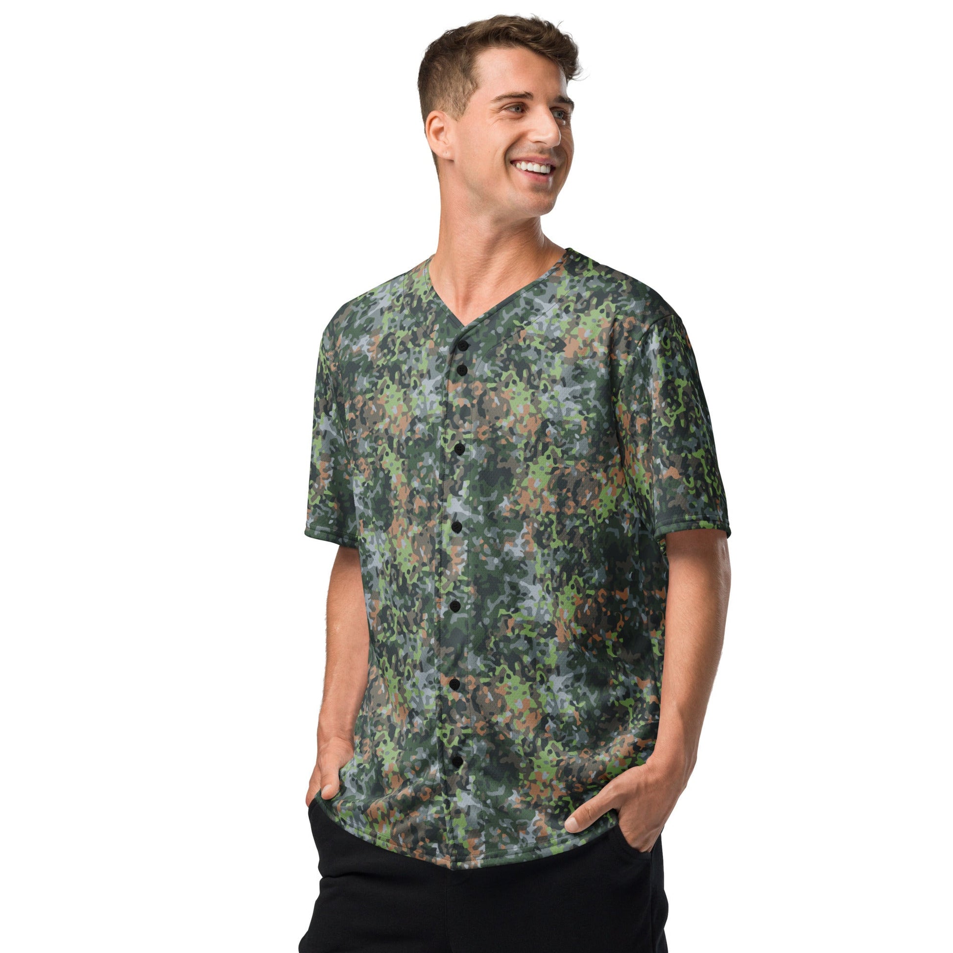 Dutch Fractal Green CAMO baseball jersey - Baseball Jerseys