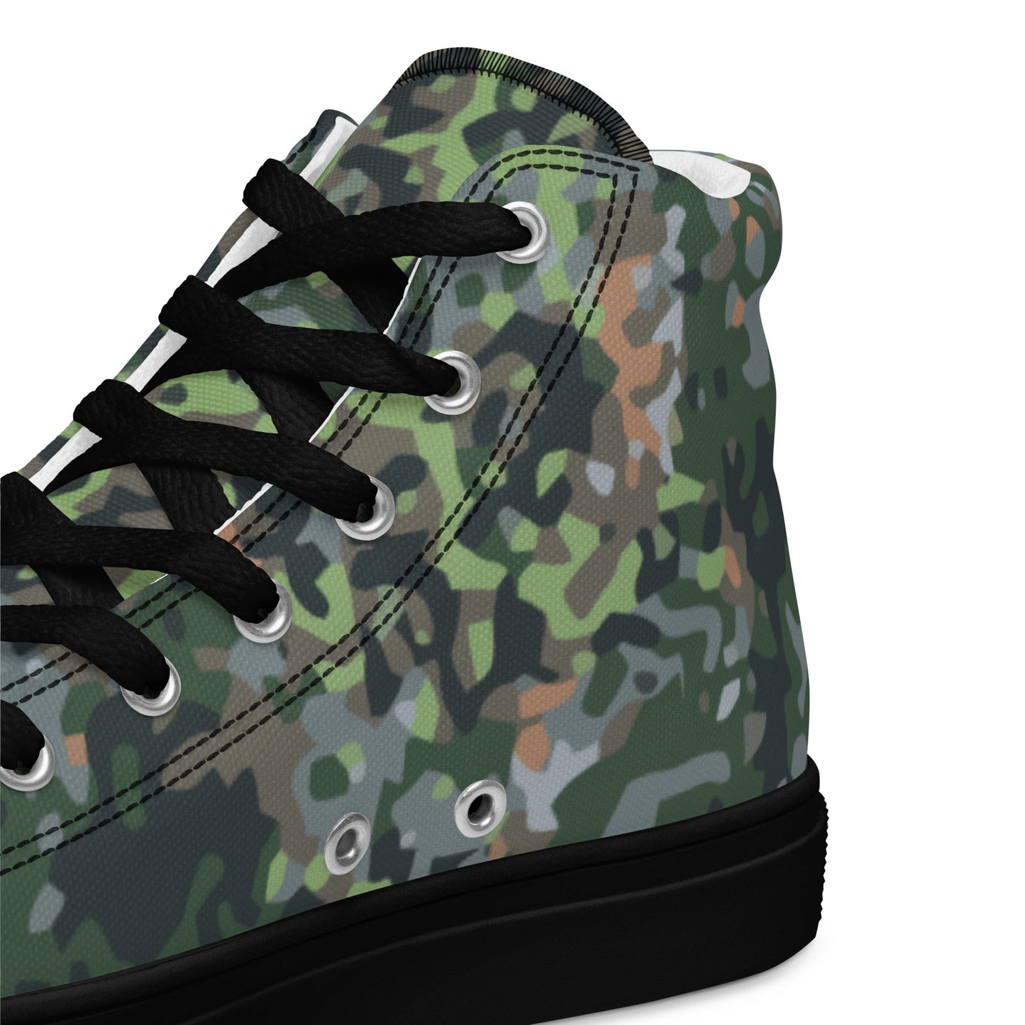 Dutch Fractal Green CAMO Mens high top canvas shoes - High Top Canvas Shoes