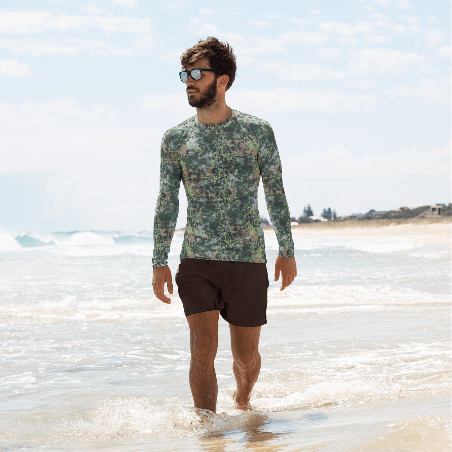 Dutch Fractal Green CAMO Mens Long-sleeve Rash Guard - XS - Guards