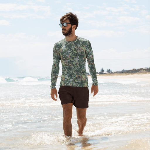 Fractal Dutch Woodland CAMO Mens Long-Sleeve Rash Guard - XS