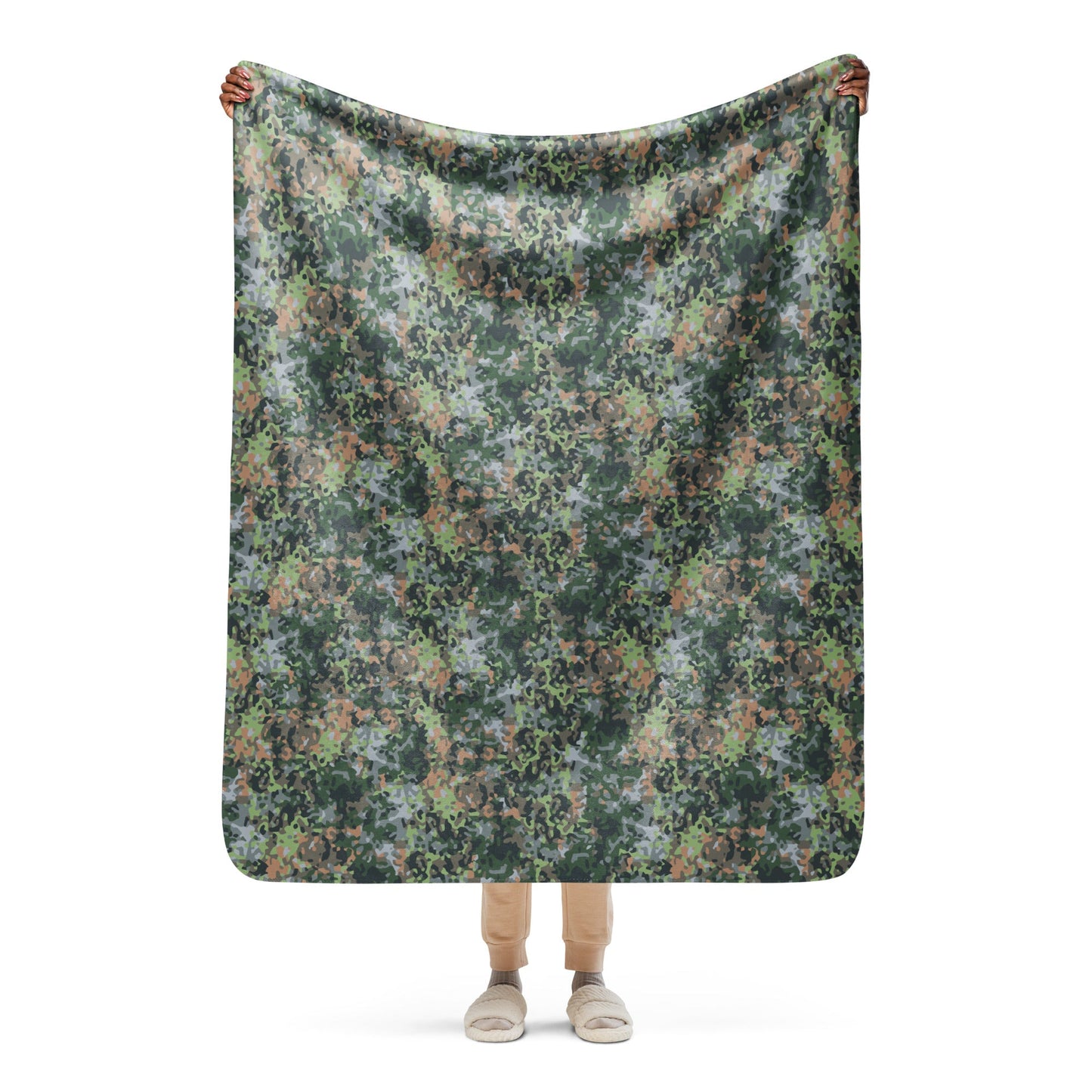 Dutch Fractal Green CAMO Sherpa Blanket - 50″×60″