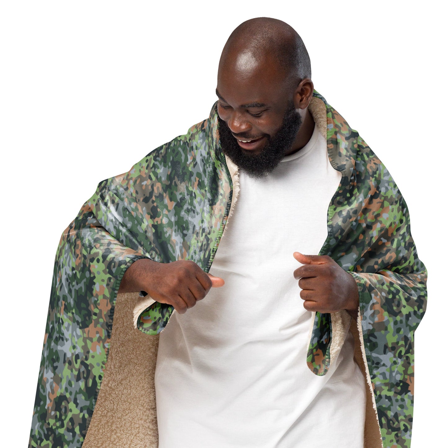 Dutch Fractal Green CAMO Sherpa Blanket