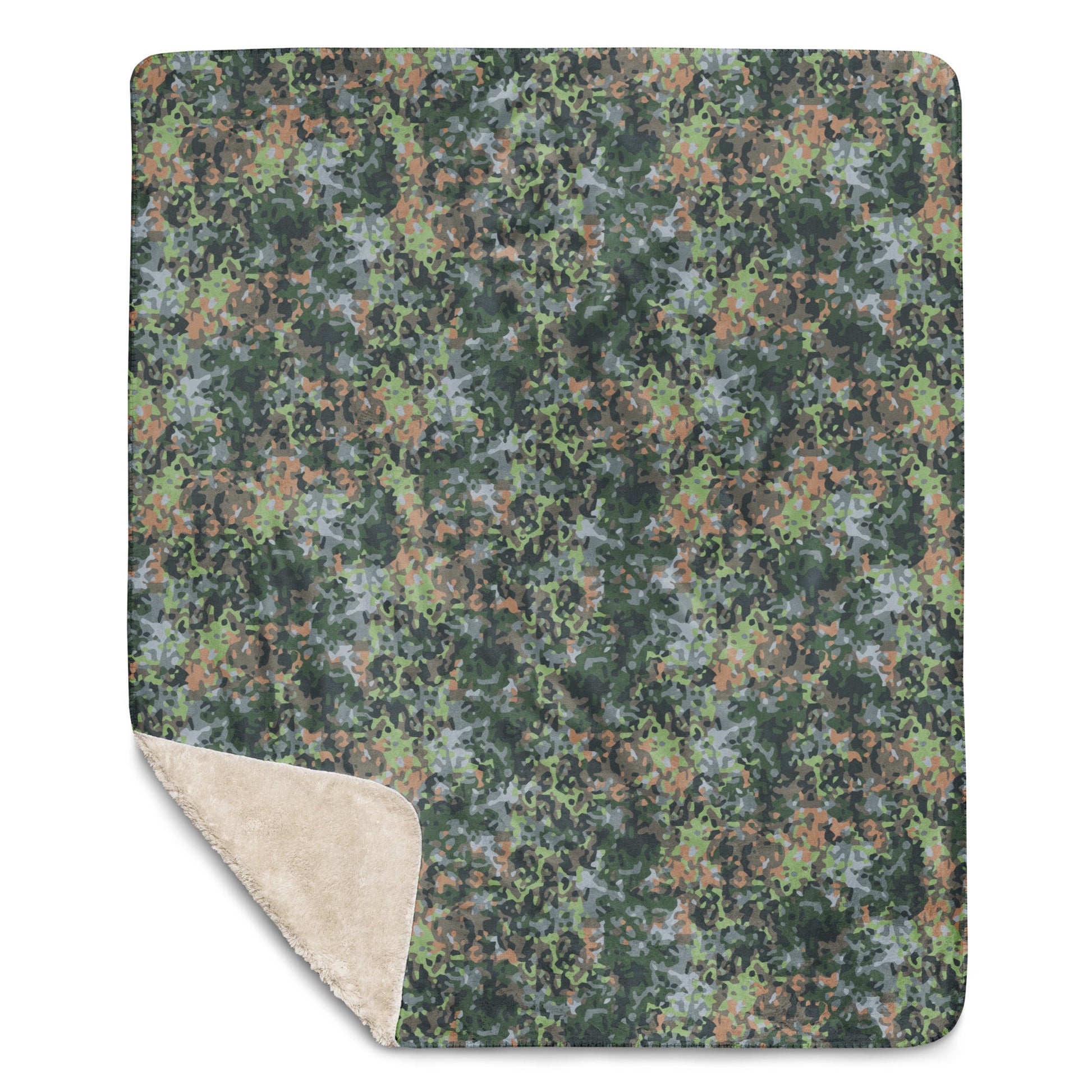 Dutch Fractal Green CAMO Sherpa Blanket