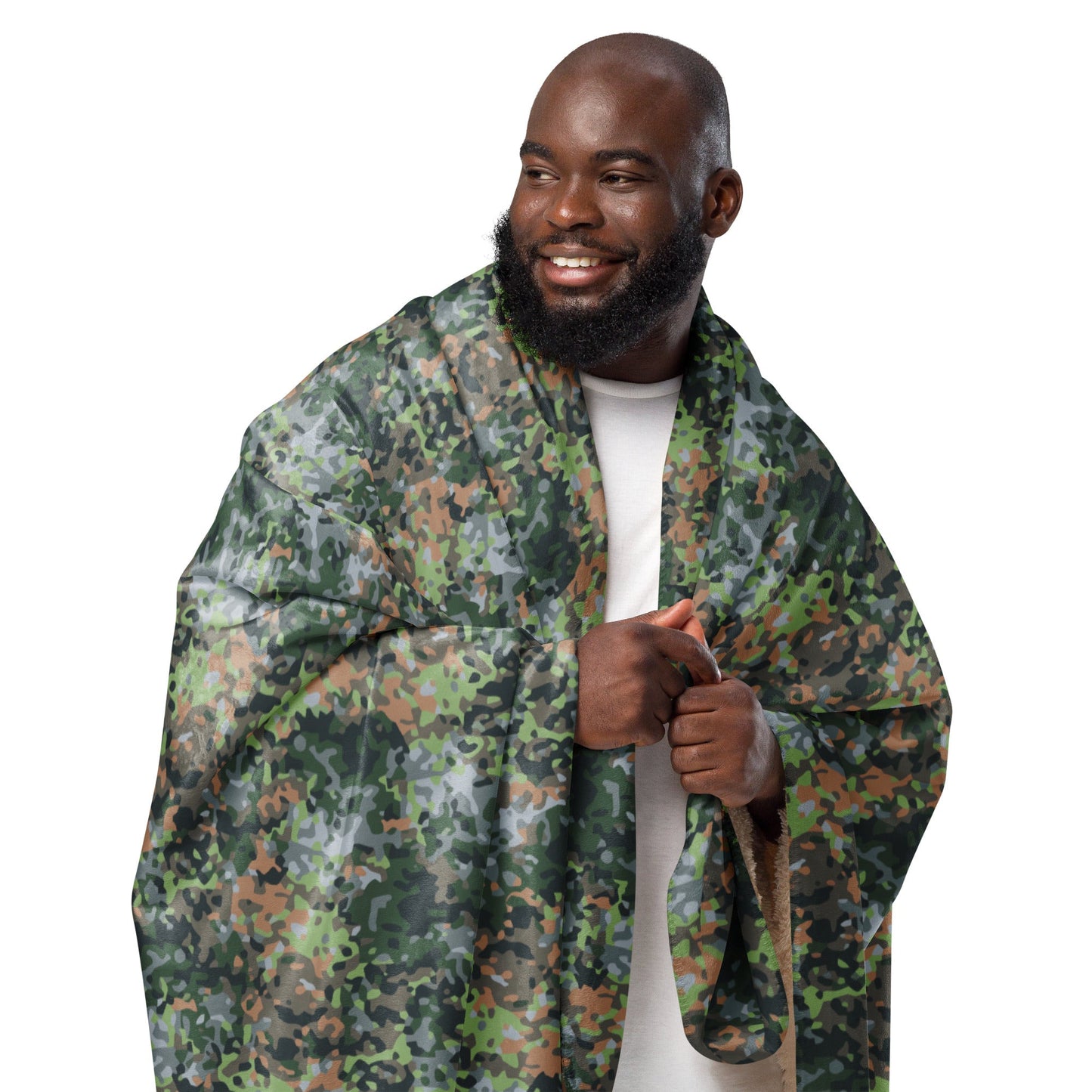 Dutch Fractal Green CAMO Sherpa Blanket