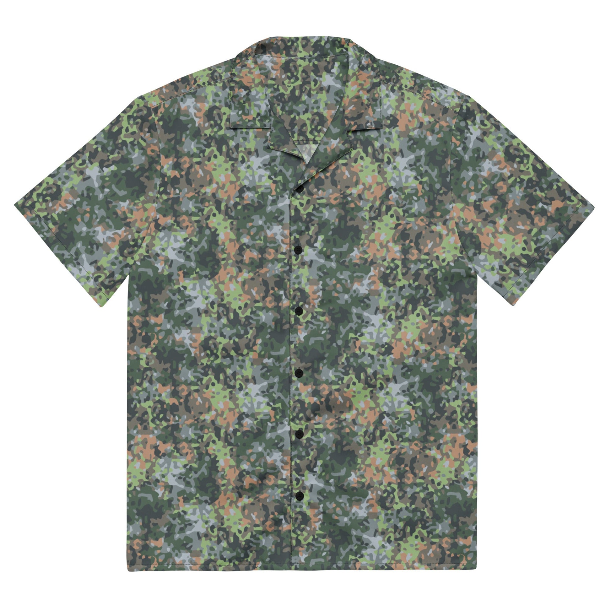 Dutch Fractal Green CAMO Unisex Short-Sleeve Button Shirt - 2XS