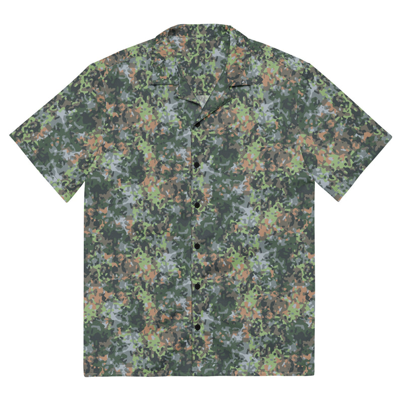 Fractal Dutch Woodland CAMO Unisex Short-Sleeve Button Shirt - 2XS - Button-Up