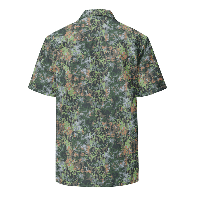 Fractal Dutch Woodland CAMO Unisex Short-Sleeve Button Shirt - Button-Up