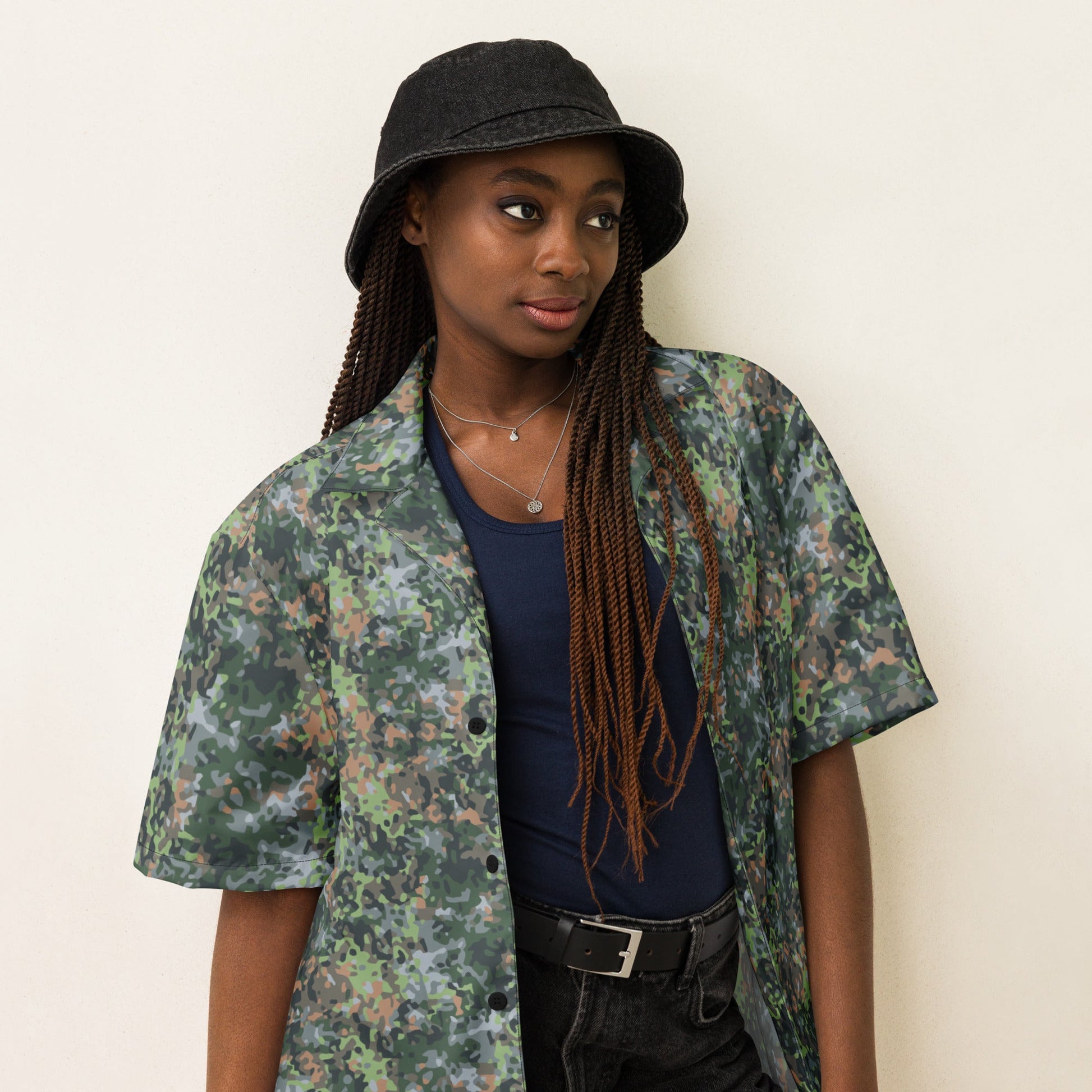 Dutch Fractal Green CAMO Unisex Short-Sleeve Button Shirt
