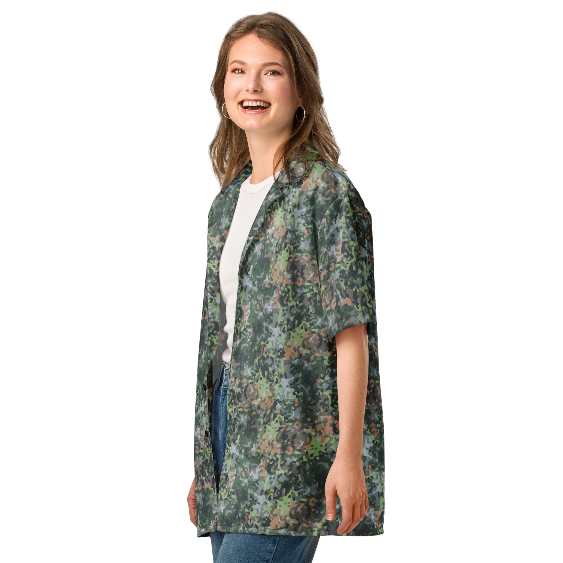 Dutch Fractal Green CAMO Unisex Short-Sleeve Button Shirt