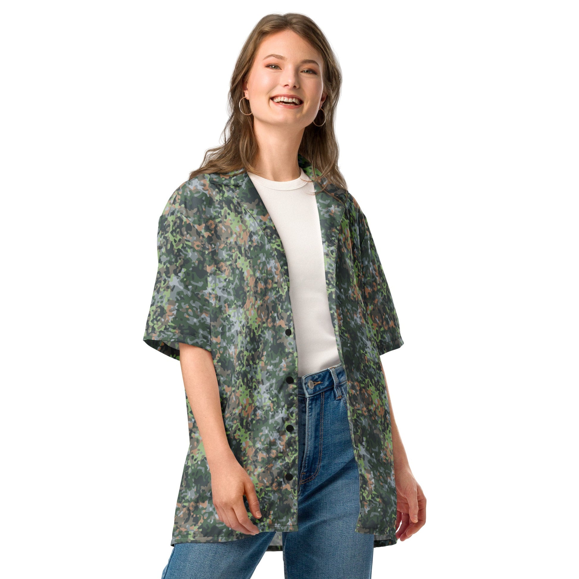 Dutch Fractal Green CAMO Unisex Short-Sleeve Button Shirt