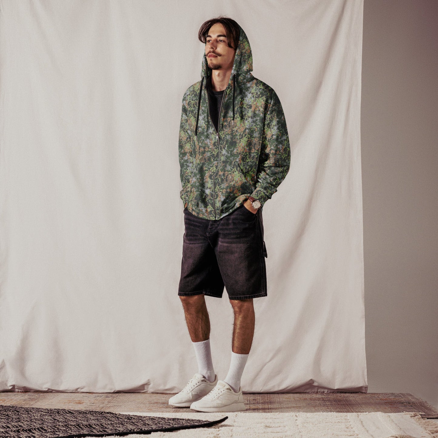 Dutch Fractal Green CAMO Unisex zip hoodie - Zip Hoodies