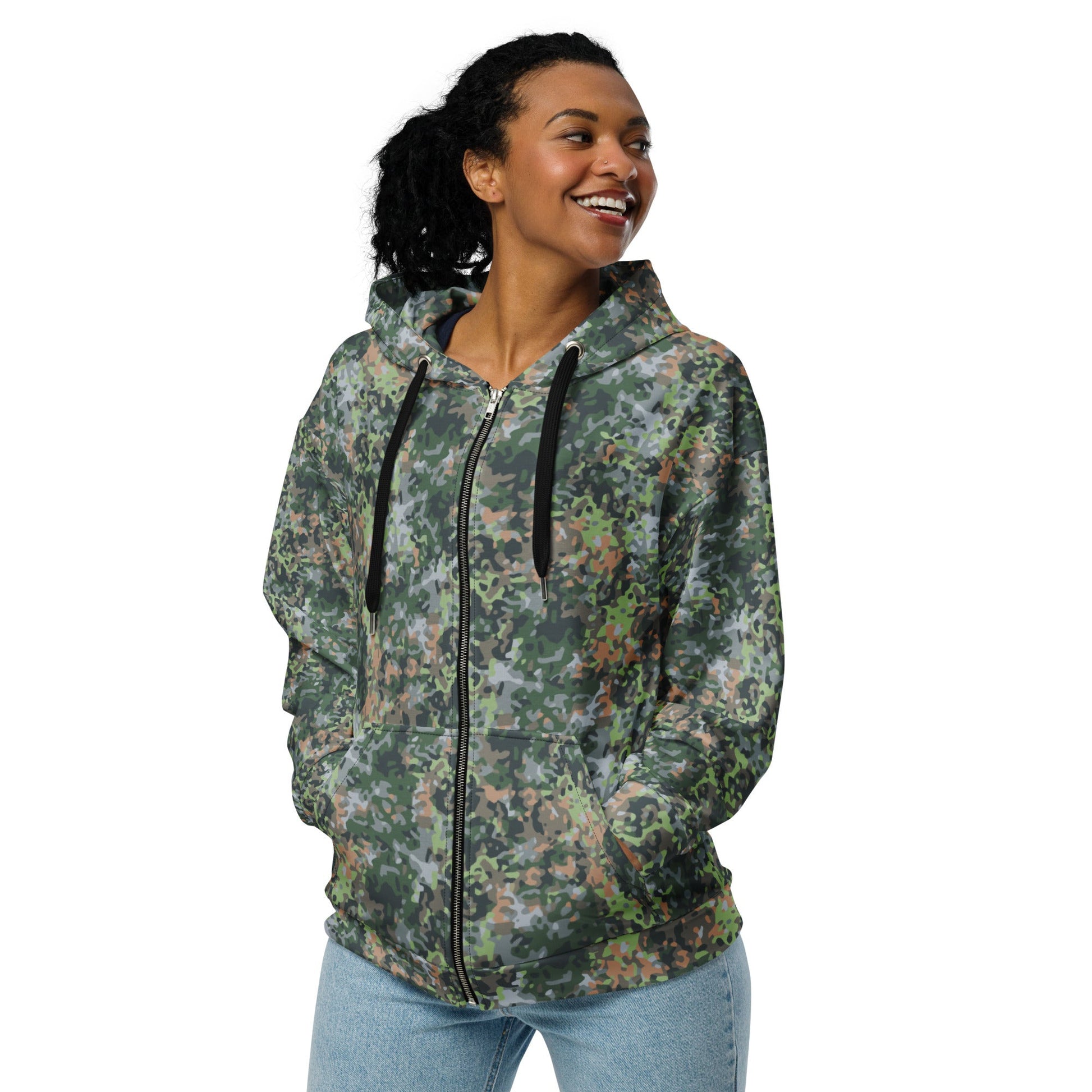 Dutch Fractal Green CAMO Unisex zip hoodie - Zip Hoodies