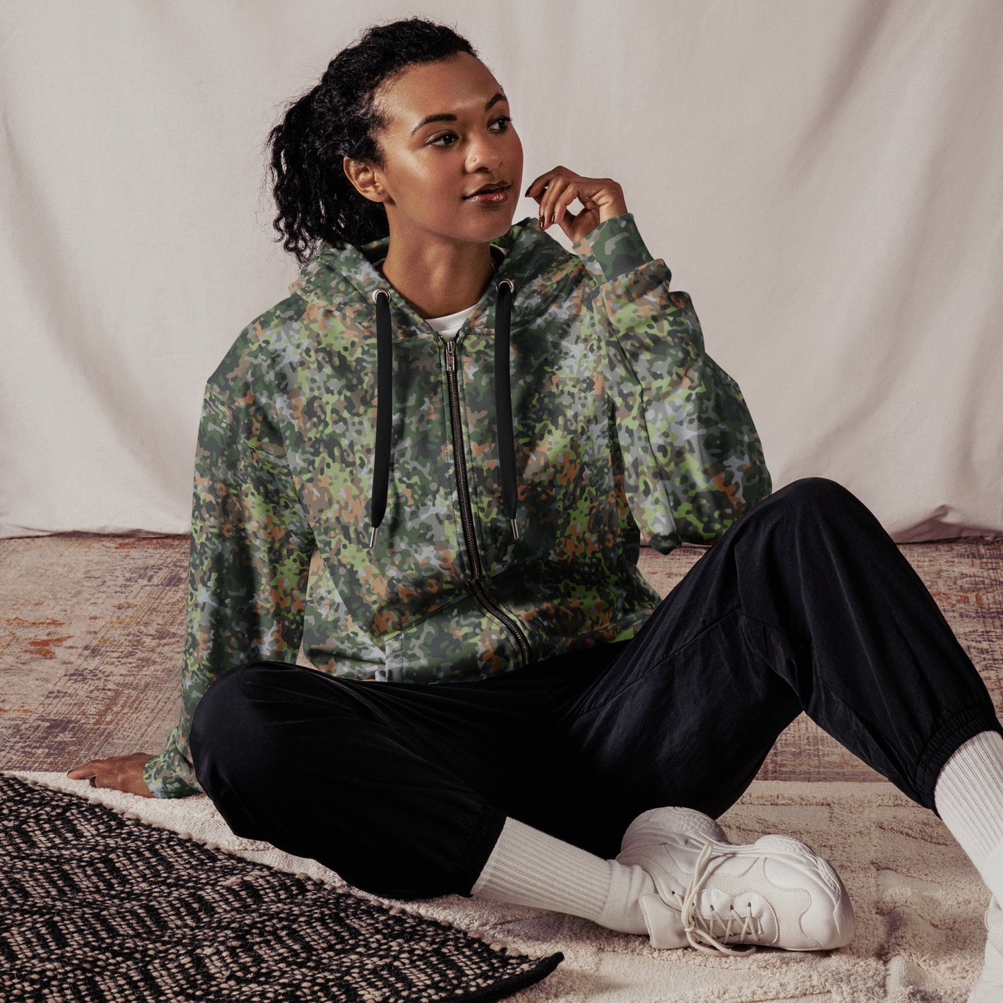 Dutch Fractal Green CAMO Unisex zip hoodie - Zip Hoodies