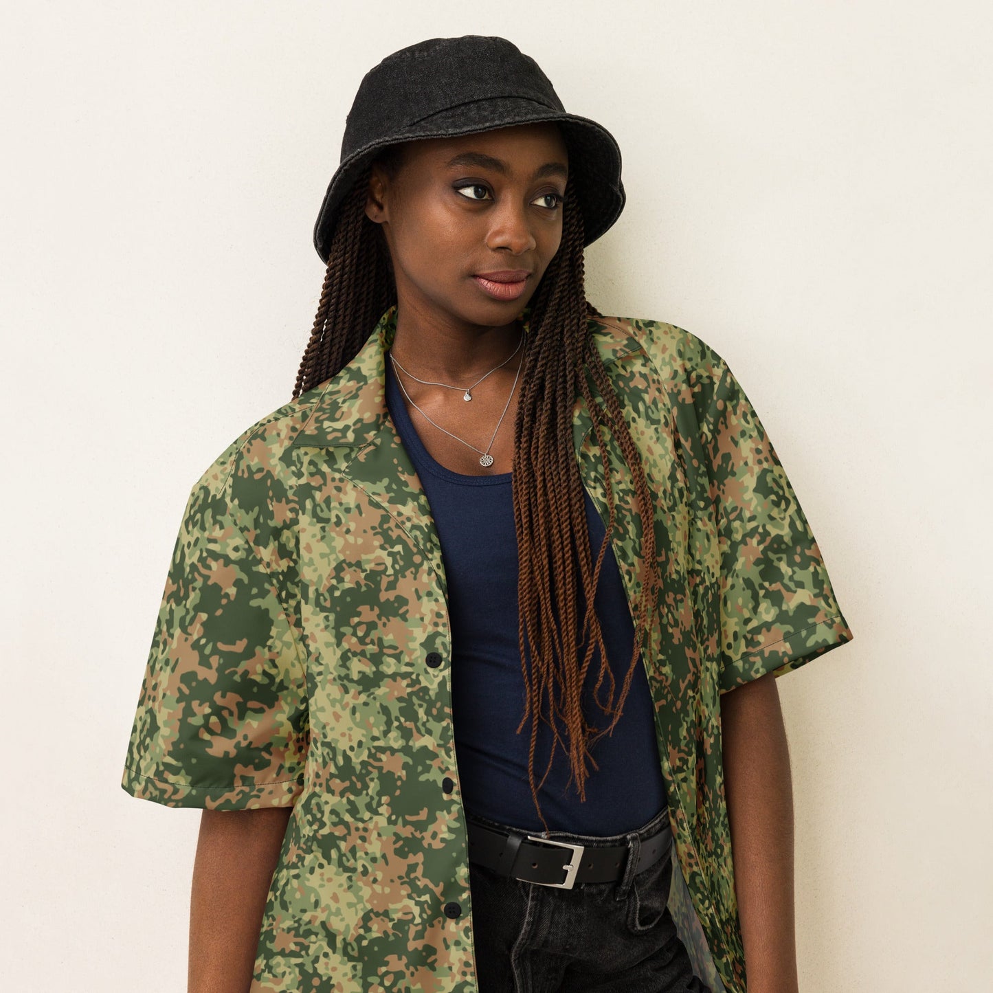 Dutch Fractal Multitone CAMO Unisex Short-Sleeve Button Shirt
